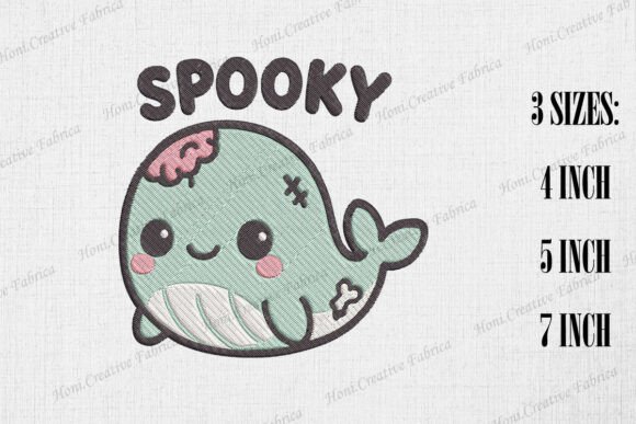 Cute Zombie Whale Spooky Halloween