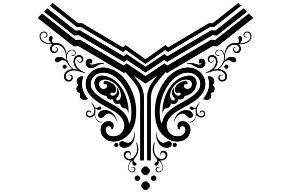 Decorative V-Neck Embroidery Pattern SVG