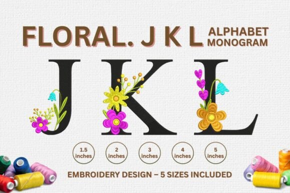 Floral Monogram Alphabet Embroidery