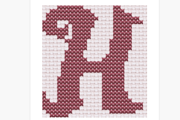 Handwritten Letter H Cross Stitch
