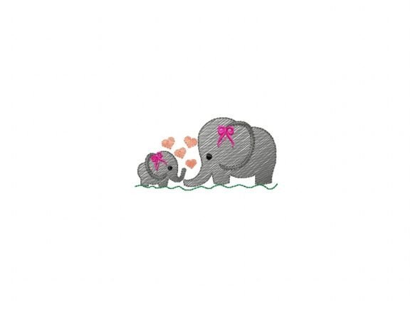 Mom and Baby Elephant with Heart