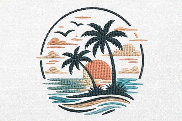 Tropical Sunset Palm Circle